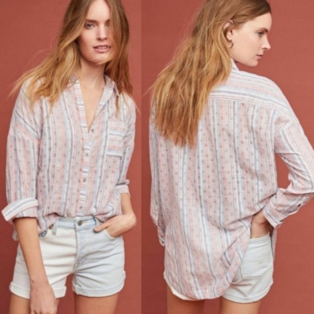 Anthropologie Maeve Breckenridge Stripe Buttondown Small